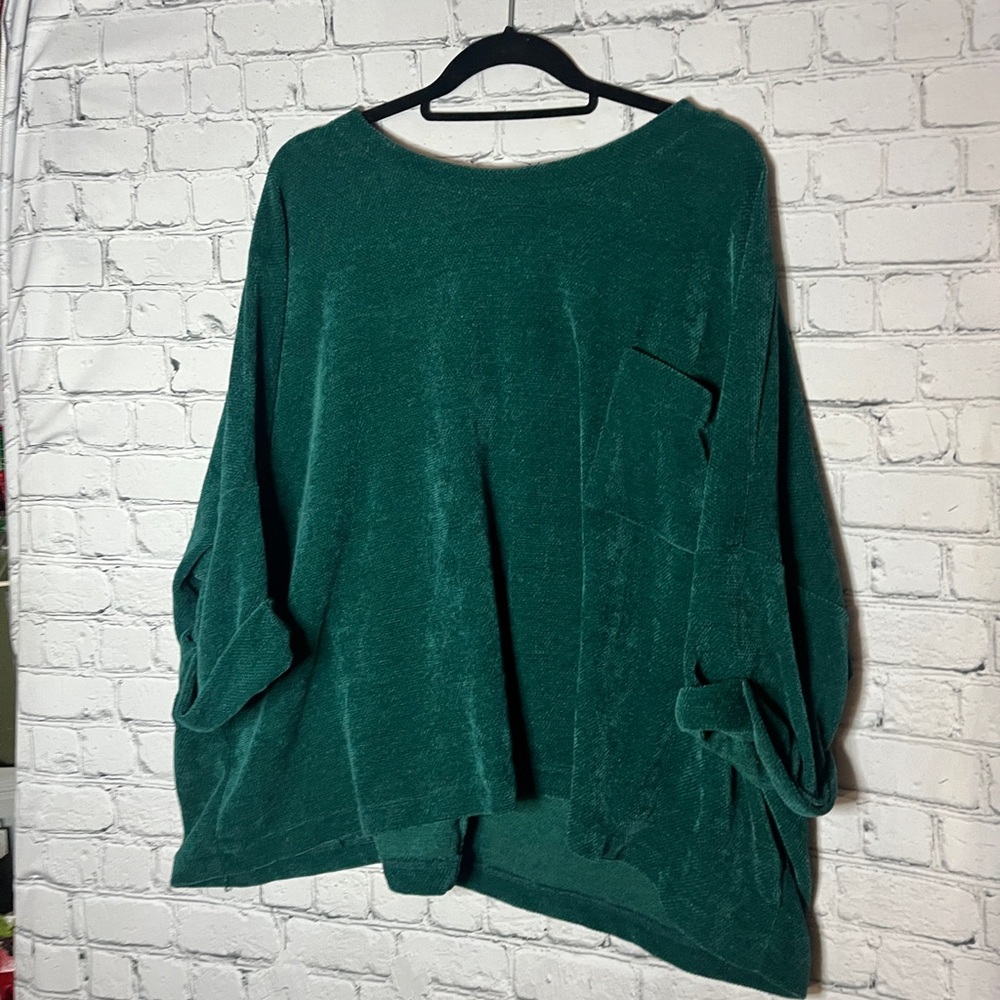 Emerald Green Oversized Velour Sweater